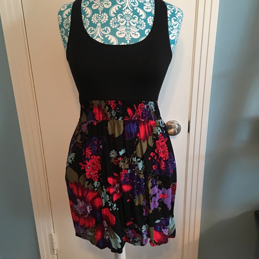 Racer back Dress with Floral Bottom
